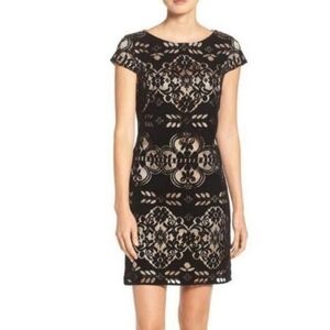 Eliza J. Black Velvet Burnout Sheath Dress Size 6P